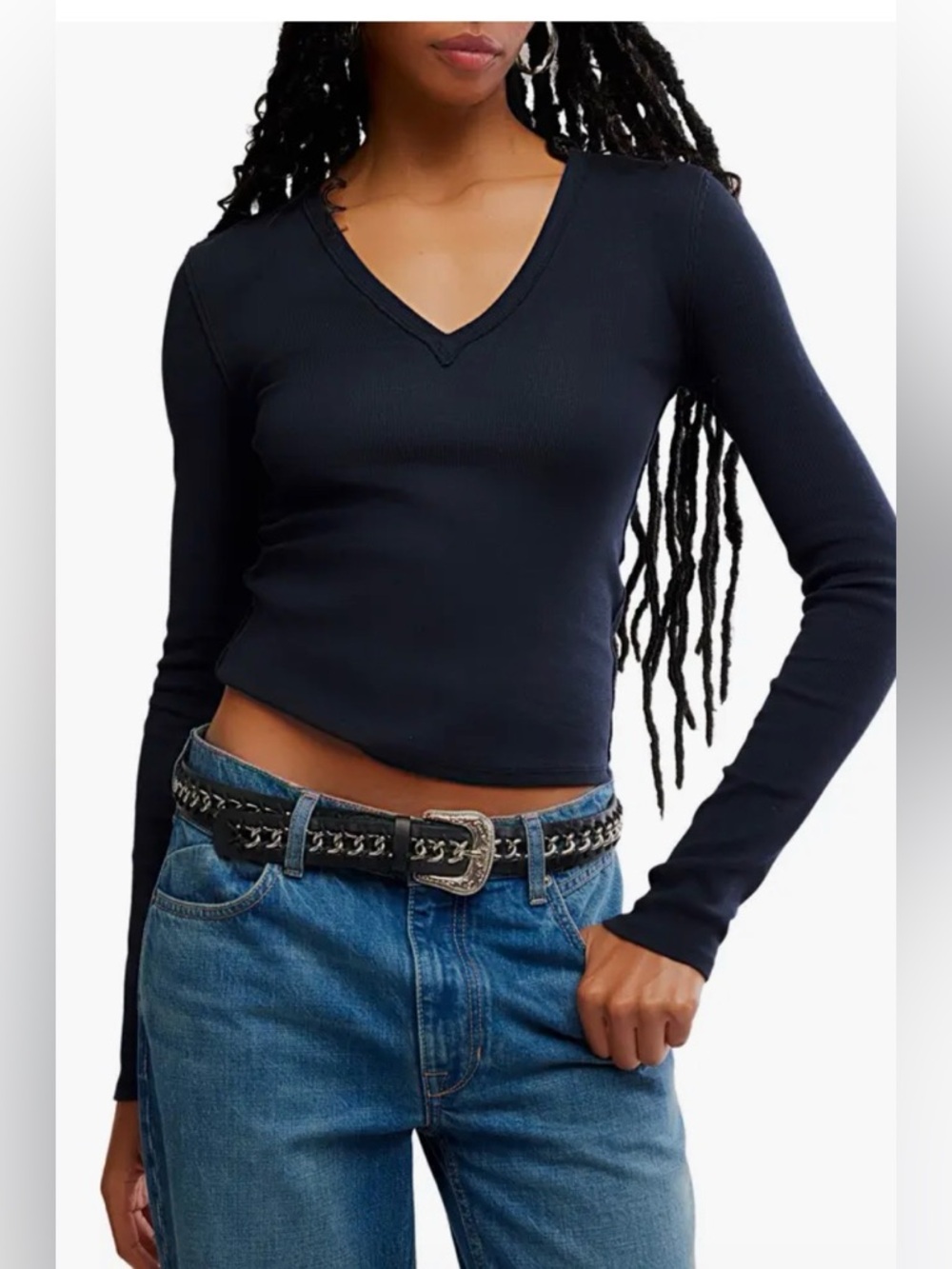 Free People We The Free Neria Long Sleeve Top. NWT. Black